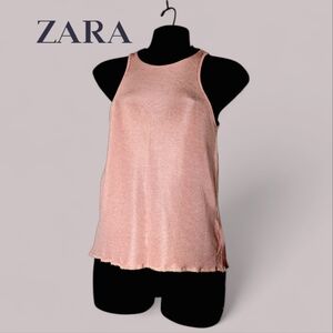 Bubblegum Pink 🩷 Slinky Summer Tank, slim Black collar detail - Medium/Zara